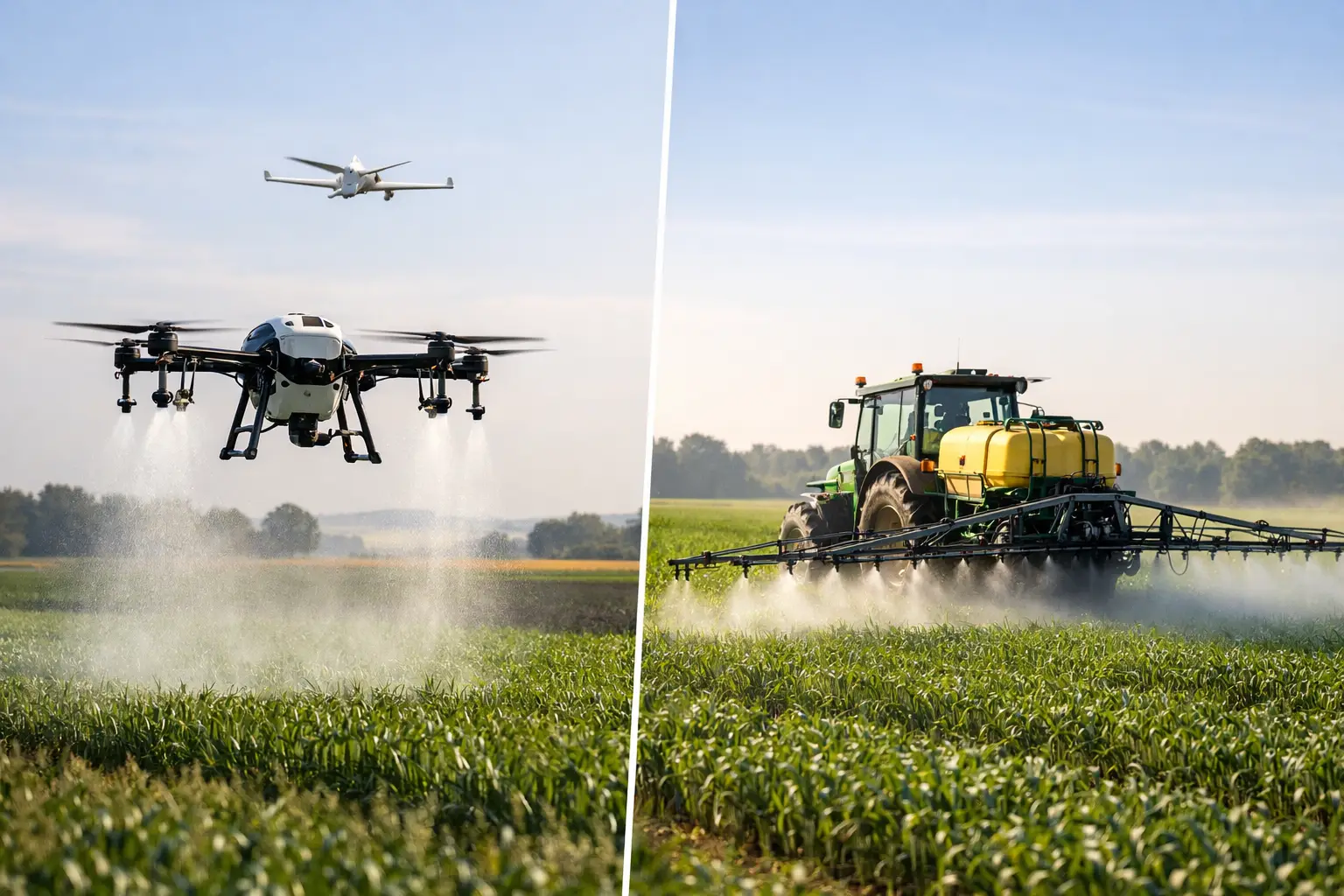 Dron pulverizador vs fumigación terrestre